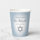 Modern Blue Bar Mitzvah Simple Star of David Papieren Bekers (Achterkant)