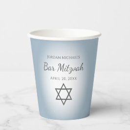 Modern Blue Bar Mitzvah Simple Star of David  Papieren Bekers