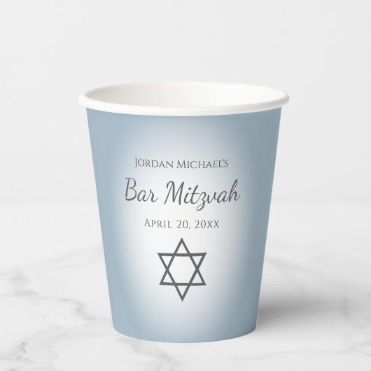 Modern Blue Bar Mitzvah Simple Star of David Papieren Bekers (Voorkant)