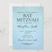 Modern Blue Bat Mitzvah Faux Glitter Paint Kaart (Voorkant)