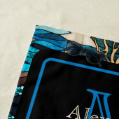 Modern Blue Beach Life Orca Whale in oceaan Strandlaken (In situ)