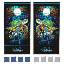 Modern Blue Beach Life Zee Turtle in oceaan