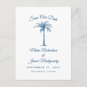 Modern Blue Beach Wedding Save the Date Aankondigingskaart (Voorkant)