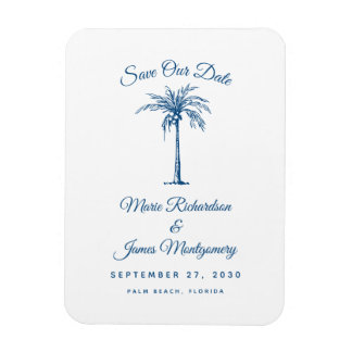 Modern Blue Beach Wedding Save the Date Magneet