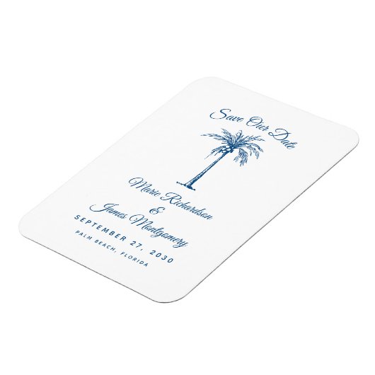 Modern Blue Beach Wedding Save the Date Magneet (Linkerzijde)