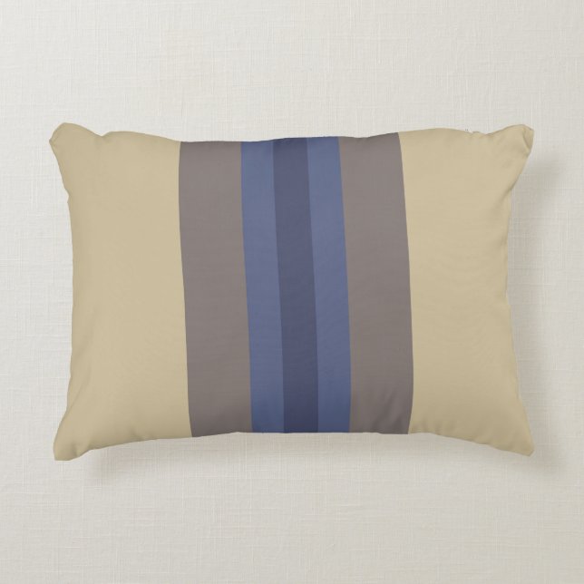 Modern Blue Beige Striped Accent Pillow Kussen (Voorkant)