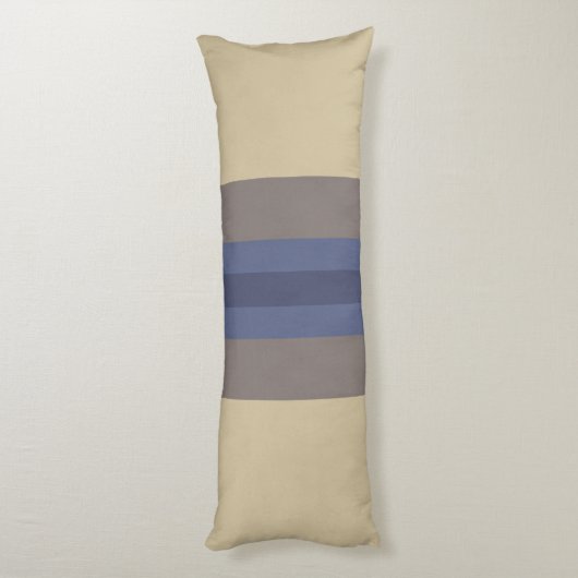 Modern Blue Beige Striped Pattern Lichaamskussen (Achterkant (Verticaal))
