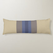 Modern Blue Beige Striped Pattern Lichaamskussen (Voorkant)