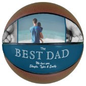 Modern Blue Best Dad's Day 3 Photo Collage Basketbal (Voorkant)