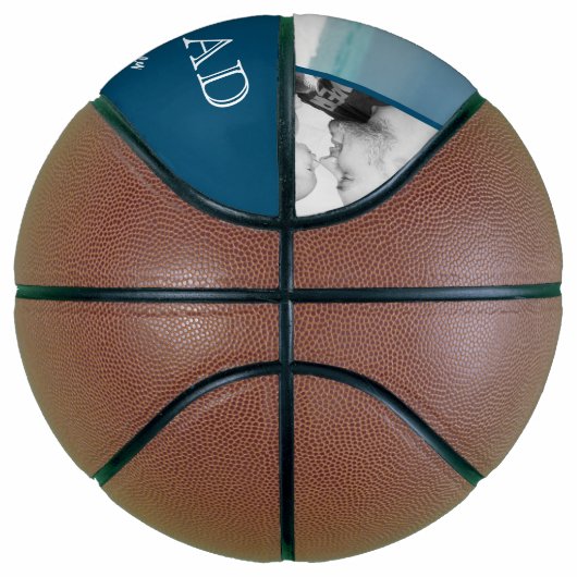 Modern Blue Best Dad's Day 3 Photo Collage Basketbal (Rechts)