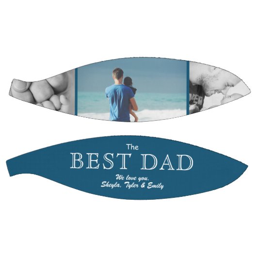 Modern Blue Best Dad's Day 3 Photo Collage Basketbal (Panelen)