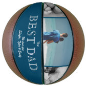 Modern Blue Best Dad's Day 3 Photo Collage Basketbal (Verticaal)