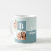 Modern Blue Best Friends Photo Coffee Mok (Voorkant links)