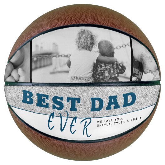 Modern Blue Best Pap Ever Vader Dag 3 Foto Basketbal (Voorkant)