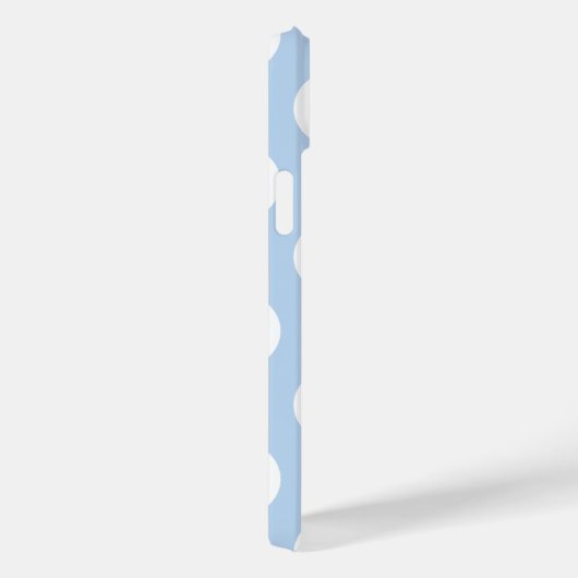 Modern Blue Big Polka Dots iPhone Case met naam (Achterkant / Rechts)