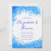 Modern Blue Big Surfer Wave Beach All One Wedding Kaart (Voorkant)