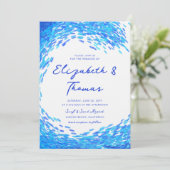 Modern Blue Big Surfer Wave Beach All One Wedding Kaart (Staand voorkant)