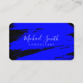 Modern Blue Black Brush Stroke Paint Visitekaartje (Voorkant)