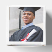 Modern Blue Black Custom Photo Afstuderen Bedankdoosjes (Bovenkant)