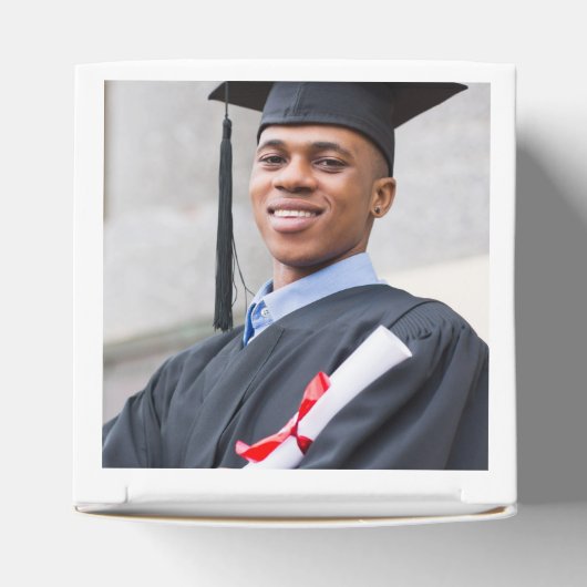 Modern Blue Black Custom Photo Afstuderen Bedankdoosjes (Bovenkant)