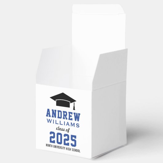 Modern Blue Black Custom Photo Afstuderen Bedankdoosjes (Geopend)