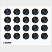 Modern Blue Black Gold Agate Geode Ronde Sticker (Vel)