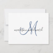 Modern Blue Black Script Monogram Note Kaart Notitiekaartje (Voorkant)