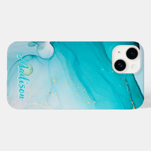 Modern Blue Blauwgroen Abstract, persoonlijk Case-Mate iPhone Case (Achterkant (horizontaal))