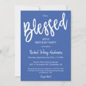 Modern Blue Blessed Any Occasion Birthday Party Kaart (Voorkant)