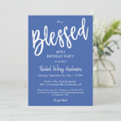 Modern Blue Blessed Any Occasion Birthday Party Kaart (Staand voorkant)