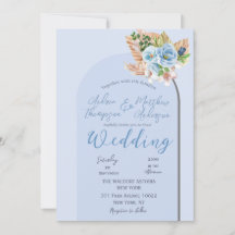 Modern Blue Boho Arch Pampass Grass Floral Wedding