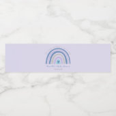 Modern Blue Boho Rainbow Baby shower Waterfles Etiket (Enkel label)