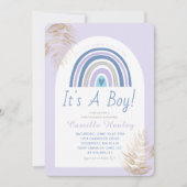 Modern Blue Boho Rainbow Het is een Jongen Baby sh Kaart (Voorkant)