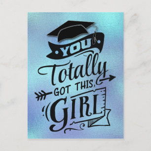 Modern Blue Boho Typography Girly Afstuderen Briefkaart