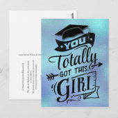 Modern Blue Boho Typography Girly Afstuderen Briefkaart (Voorkant / Achterkant)