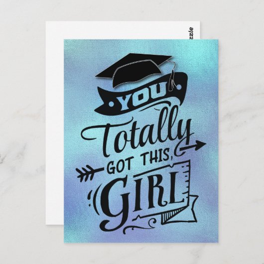 Modern Blue Boho Typography Girly Afstuderen Briefkaart (Voorkant / Achterkant)