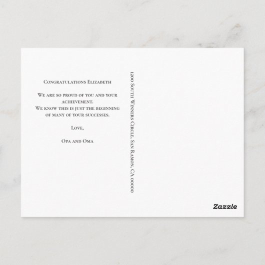 Modern Blue Boho Typography Girly Afstuderen Briefkaart (Achterkant)