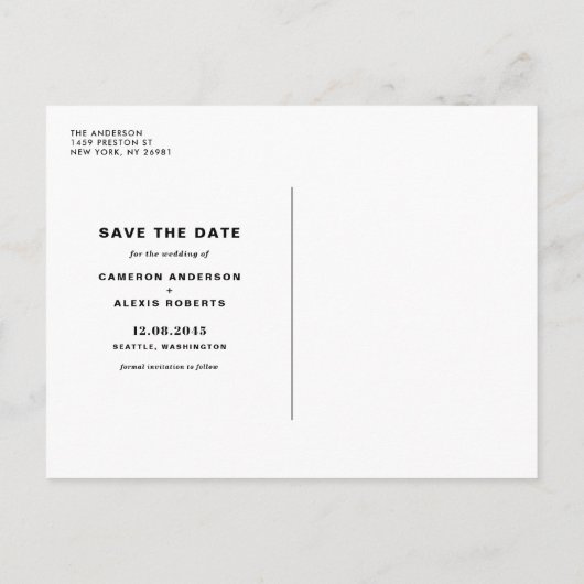 Modern Blue Bold Typography Photo Save the Date Aankondigingskaart (Achterkant)