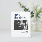 Modern Blue Bold Typography Photo Save the Date Aankondigingskaart (Staand voorkant)