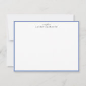 Modern Blue Border Personalized Note Card Kaart (Voorkant)