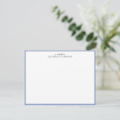 Modern Blue Border Personalized Note Card Kaart (Staand voorkant)