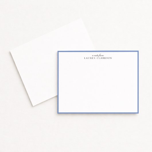 Modern Blue Border Personalized Note Card Kaart
