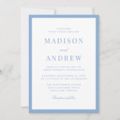 Modern Blue Border Photo Wedding Kaart (Voorkant)