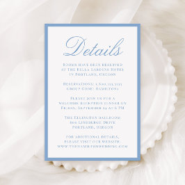 Modern Blue Border Wedding Details Informatiekaartje