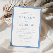 Modern Blue Border Wedding Kaart