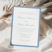 Modern Blue Border Wedding Kaart