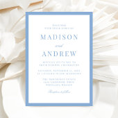 Modern Blue Border Wedding Kaart