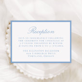 Modern Blue Border Wedding Reception Informatiekaartje