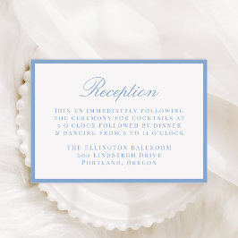 Modern Blue Border Wedding Reception Informatiekaartje