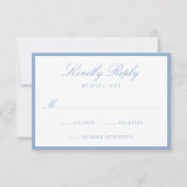 Modern Blue Border Wedding RSVP Kaartje (Voorkant)